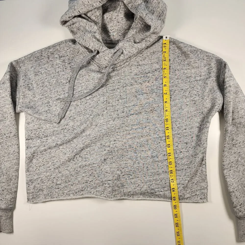 Abercrombie & Fitch Cropped Hoodie Gray Marled Pullover‎ Small Y2K